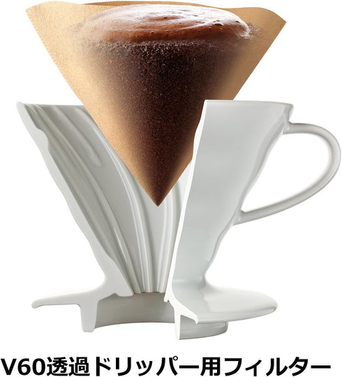 Hario V60 Ceramic Pour Over Coffee Set, Size 02, White