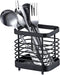 Stainless Steel Sink Utensil Holder, Kitchen Countertop Organizer Rack for Forks, Knives, Spoons, Black