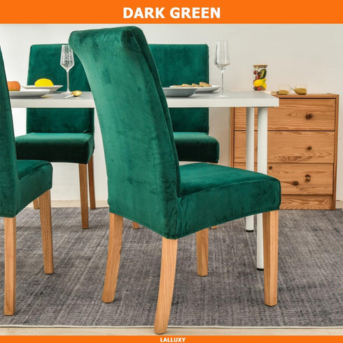 Set 4, Velvet Chair Covers for Dining Chair of Stretchy Soft Parson Chair Covers Removable Washable Kitchen Dining Room