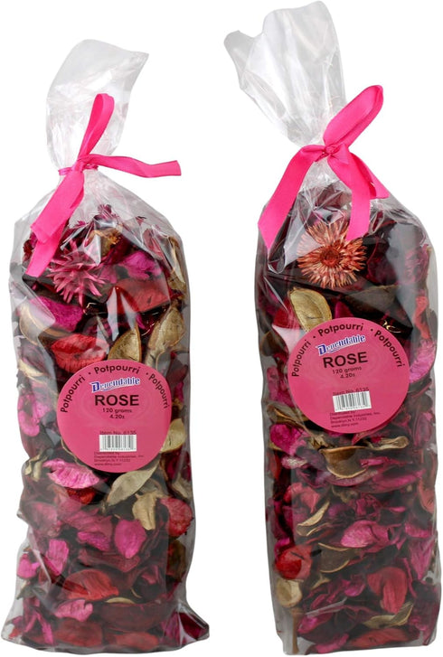 Rose Scented Potpourri Bags, 2 Large Packs, 8.4 oz Total, Dried Petals & Botanicals for Long-Lasting Aroma Home Décor