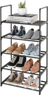 TAUEHR Metal Shoe Rack,Upgrade 5-Tier Stackable Shoe Stand,Narrow Shoe Storage Shelf for Shoes,Boots