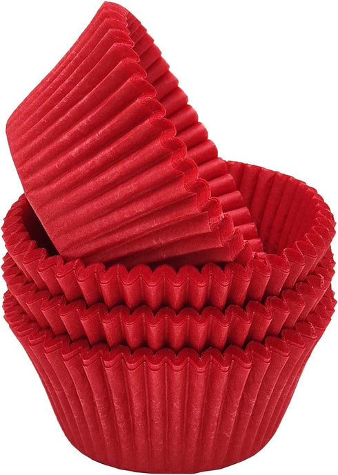 Premium Red Greaseproof Cupcake Liners Muffin Paper Baking Cups Standard Size, 100-Count by Mombake