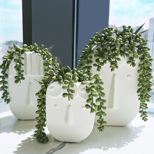 Supla 4 Pcs Artificial Hanging Succulents Faux Burro's Tail Picks for Indoor Outdoor Decor