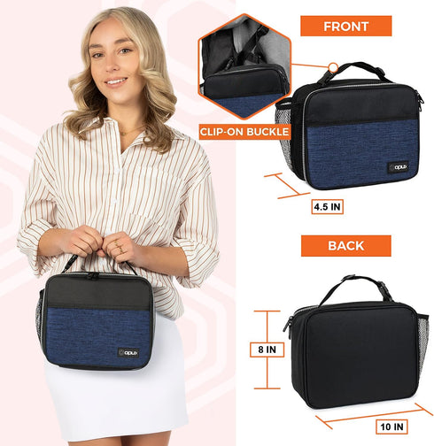 opux Insulated Lunch Bag for Kids, Leakproof Small Reusable Compact Soft Mini Cooler Bag (Navy)