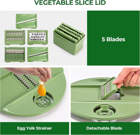 5 4.25Qt SUSTEAS Salad Spinner Large, Vegetables Wash Bowl, Fruits & Herb Lettuce Dryer with Blade Slicer Egg Yolk
