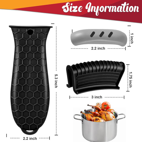 2 Pcs Cast Iron Handle Cover, Silicone Hot Handle Holder, Heat Resistant Cast Iron Skillet Handle Covers Potholder for Frying Pans and Griddles Kitchen Supplies by WhistenFla