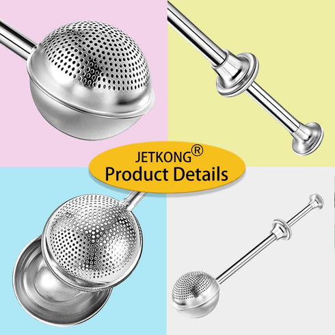 18/8 JETKONG Powdered Sugar Shaker Duster Flour Dispenser Shaker with Stainless Steel Spring-operated Handle for Sugar