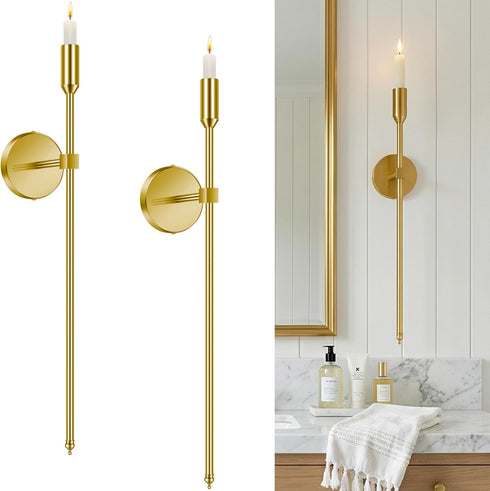 Lumpro 23-inch Large Wall Candle Sconces, Set of 2, Wall Mounted Candle Holder,