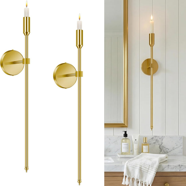 Lumpro 23-inch Large Wall Candle Sconces, Set of 2, Wall Mounted Candle Holder,