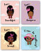 Black Girl Wall Art, Motivational African American Girl Art Painting, Inspirational Decor for Girls Bedroom, Set of 4