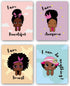 Black Girl Wall Art, Motivational African American Girl Art Painting, Inspirational Decor for Girls Bedroom, Set of 4