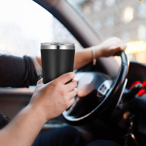 VEGOND 12oz Black Tumbler - Stainless Steel Vacuum Insulated Double Wall Travel Tumbler with Lid and Straw, Reusable (1