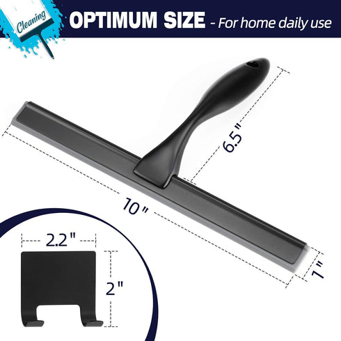 10-Inch Matte Black Shower Squeegee, All-Purpose Stainless Steel for Bathroom, Shower Doors, Mirrors, and Tiles