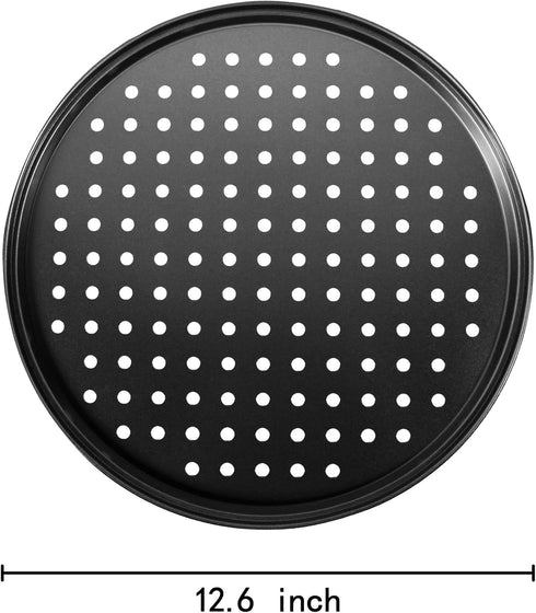 Pizza Steel Pan for Oven, 12 Inch Nonstick Round Pizza Baking Sheet, Perforated Carbon Steel Pizza Bakeware
