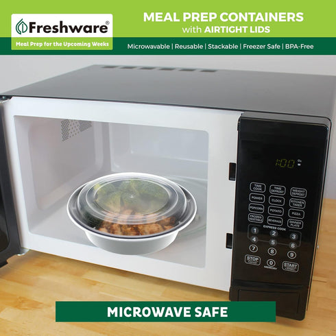 Freshware Meal Prep Bowl Containers - 30 Pack Plastic Bowls with Lids for Soup and Salad, BPA Free