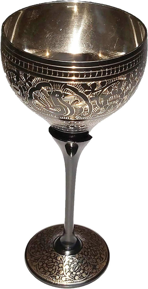 Wine Glass Goblet, Unique Premium Quality Handmade Cup Glass for Moscow Mules, 100% Pure Brass