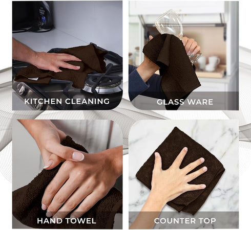 24-Pack 12 12 Inch Avalon Towels Cotton Washcloths x Brown Super Soft & Absorbent Ring-Spun Cotton Wash Cloths