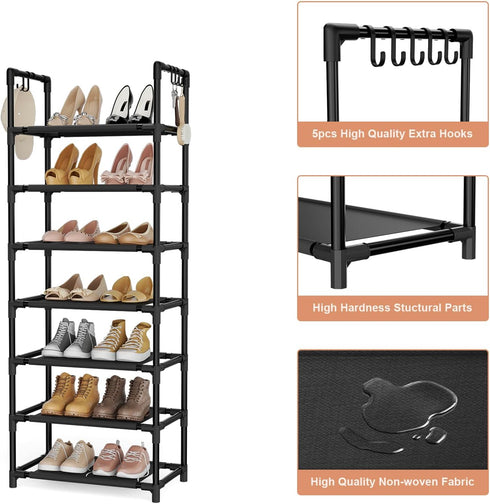 7 18-20 Closets LANTEFUL Tiers Shoe Rack Pairs Boots Organizer Storage Sturdy Narrow Shoe Shelf for Entryway
