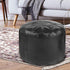 Round Faux Leather Ottoman Chic Footstool Ottoman with Style, Storage Solution for Living Room Furniture.