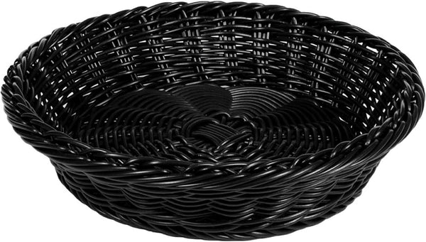 G.E.T. WB-1501-BK Round Polyweave Bread Roll Serving Basket - 9.5" - Black