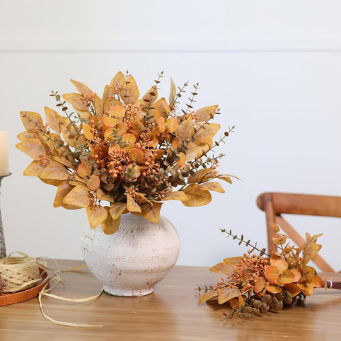 120 5 Pcs Kinds Mixed Artificial Eucalyptus Leaves Stems and Fake Berry Bulk for Fall Decorations,Faux Plants Bundle