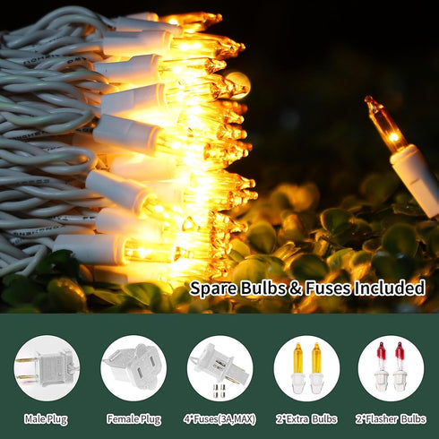 Light,100 Count 19.6ft,Indoor/Outdoor 120V LAMPHOME Christmas String Incandescent Mini String Light in UL Certified