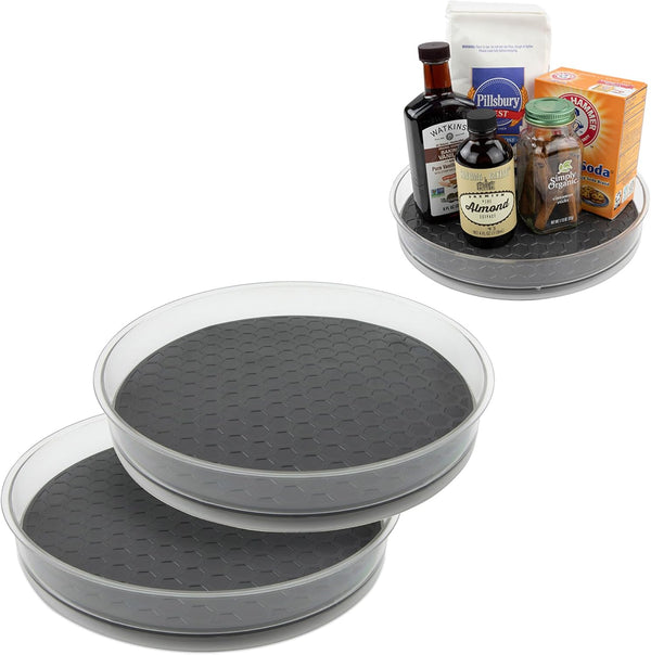 Spectrum Lazy Susan Organizer - Hexa Round Medium (2-Pack) for Cabinet, Refrigerator, Pantry, Rotating Storage