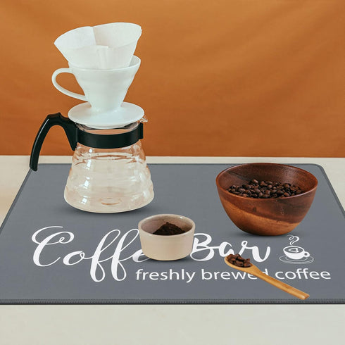 SHACOS Coffee Mat 2pcs 12x19 Inch Non-Slip Absorbent Rubber Coffee Bar Mats for Countertop Accessories