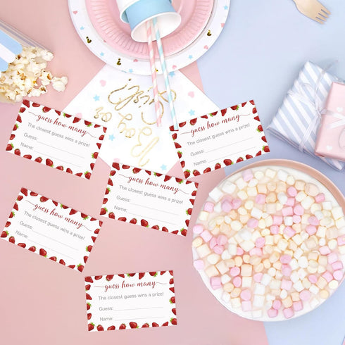 50Pcs Wedding(3.52.1'') Anwyll Guess How Many Game Cards Strawberry Guess How Many Baby Shower Games Cards Sweet