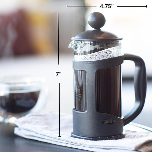 OVENTE French Press Coffee Maker, 12 Ounce with Heat Resistant Borosilicate Glass & Stainless Steel Filtration, Black