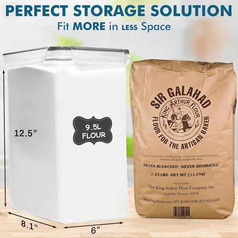 2 (9.5L 321 Oz) Shazo PC | Extra Large Bulk Food Storage Containers with Airtight Lids for Flour, Sugar, Rice, Cereal