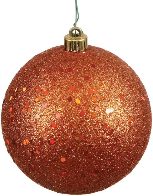 Vickerman 6" Burnished Orange Sequin Ball Ornament, 4 per Bag