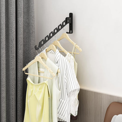 Wall Mounted Clothes Drying Rack, Foldable Laundry Hanger Hook for Bathroom, Indoor Clothes Rack