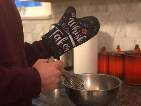 Whisk Taker Funny Kitchen Cooking Baking Graphic Novelty Oven Mitt - Cool Food Novelty Cookware