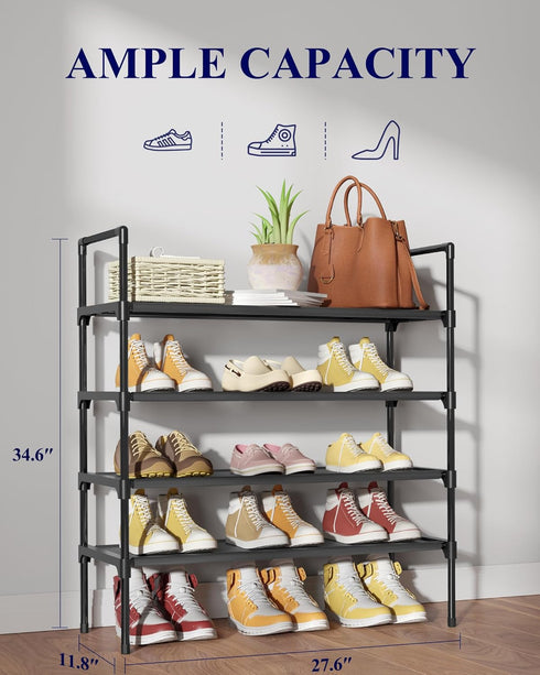 4-Tier Closet, 27.6" 4 Kitsure Shoe Rack - Shoe Organizer, Shoe Rack for Entryway, Bedroom, Easy- Assembly Storage
