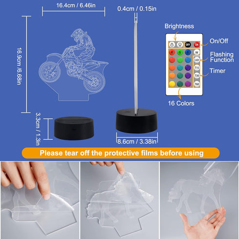 3D 16 4 FULLOSUN Dirt Bike Gifts, Motocross Night Light for Kids for Xmas Holiday Birthday Gifts for Kids Motorcycle