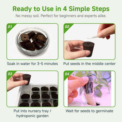 MEYCEMT 50 Pack, Hydroponic Growing Sponges Universal Fit Sponges & Seed Pods for Starting Seeds, Indoor Outdoor Garden