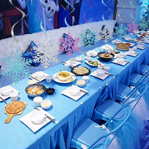 Snowflake Hanging Swirls Decorations, Winter Party Ceiling Streamers Garland for Baby Shower, Birthday, Christmas