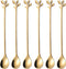 Long Handle Iced Tea Spoons Set of 6, Comicfs 7.6" Gold Leaf Cocktail Stirring Spoons, Dishwasher Safe