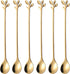 Long Handle Iced Tea Spoons Set of 6, Comicfs 7.6" Gold Leaf Cocktail Stirring Spoons, Dishwasher Safe