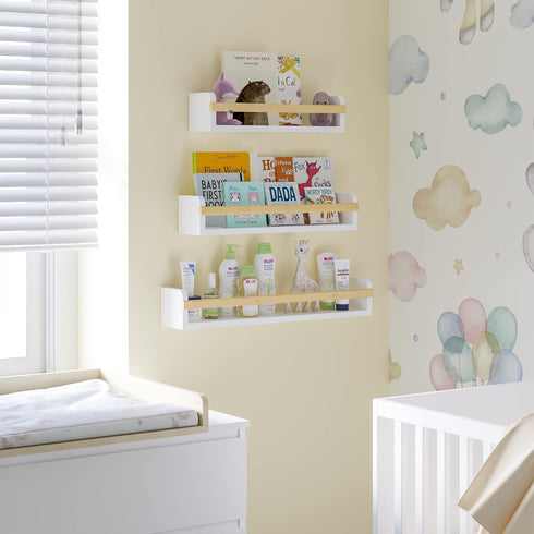 Set 3, Wallniture Utah Wall Mount Nursery Dcor Kids Bookshelf Floating Wall Shelves Book Photo Display Long Varying