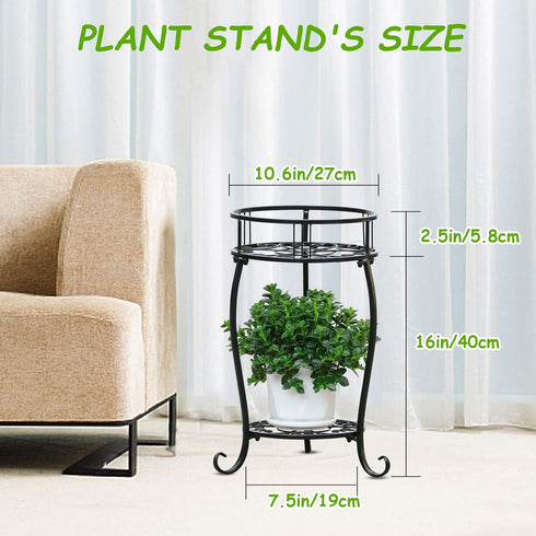2 Potted Plant Stand Tier Metal Flower Pot Stand Anti-Rust Heavy Duty Plant Holder Shelf for Home Indoor Outdoor