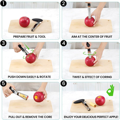 SCHVUBENR Premium Apple Corer Tool - Easy to Use and Clean, Sturdy Stainless Steel Core Remover for Apple and Pear