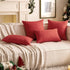 Woaboy Set of 2 Red Outdoor Throw Pillow Covers, Decorative Farmhouse Linen Cushion Cases for Living Room 12x20 inch