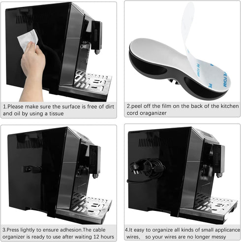 Nearockle Cord Organizer for Kitchen Appliances, Adhesive Winder for Mixer, Blender, Coffee Maker
