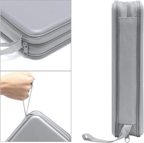 CD Case Holder, 80 Capacity Hard Plastic CD/DVD Wallet, Disc Storage Binder for Car, Home, Office, Travel (Grey)
