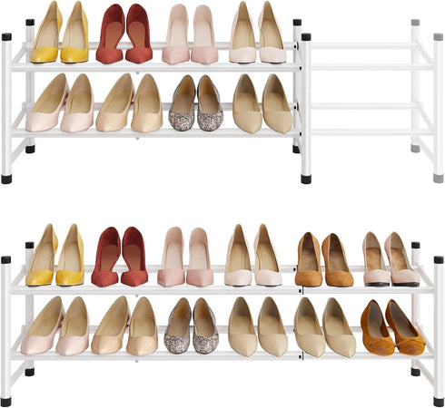 Tajsoon Expandable Shoe Rack for Closet 2 Tier, 28-41 Adjustable & Stackable