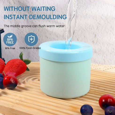 New Cylinder Silicone Ice Cube Mold, 3D Ice Cubes Maker, Easy-Release Press-Type Decompress Ice Lattice