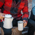 20 Oz Enameled Steel Mug Set of 6, Durable Indoor/Outdoor Use, Reusable & Stackable, Speckled White