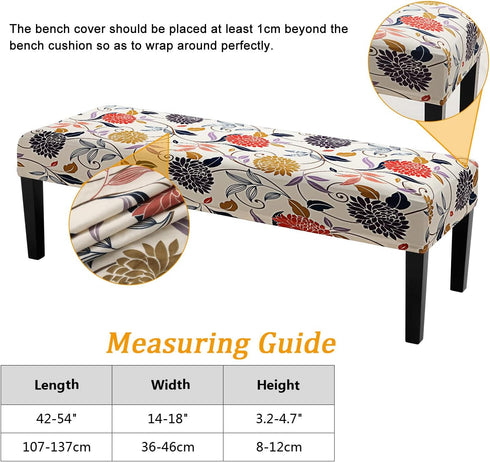 Fuloon Stretch Dining Bench Cover, Anti-Dust Removable Bench Slipcover Washable Seat Cushion Protector for Bedroom